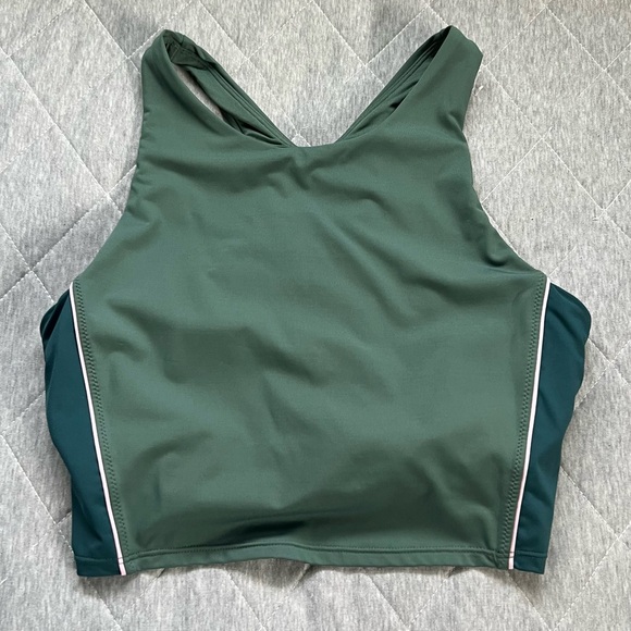 ATHLETA COLORBLOCK Crop Bikini Top D-DD Swim Medium Green - Picture 3 of 14